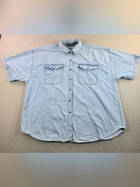 Vintage Sorrel International Plus Denim Shirt Womens 22/24 Blue Short Sleeve